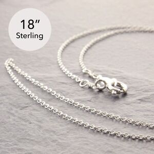 18” Dainty Silver Necklace, sterling silver, chain necklace, thin (z 27-1sd-sp)